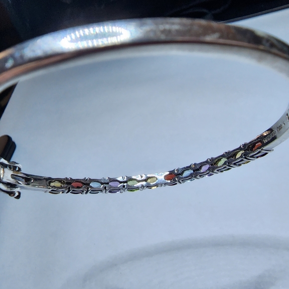 925 Sterling Silver Multi Color Gemstones Ring Bracelet and earrings set - Picture 11 of 13